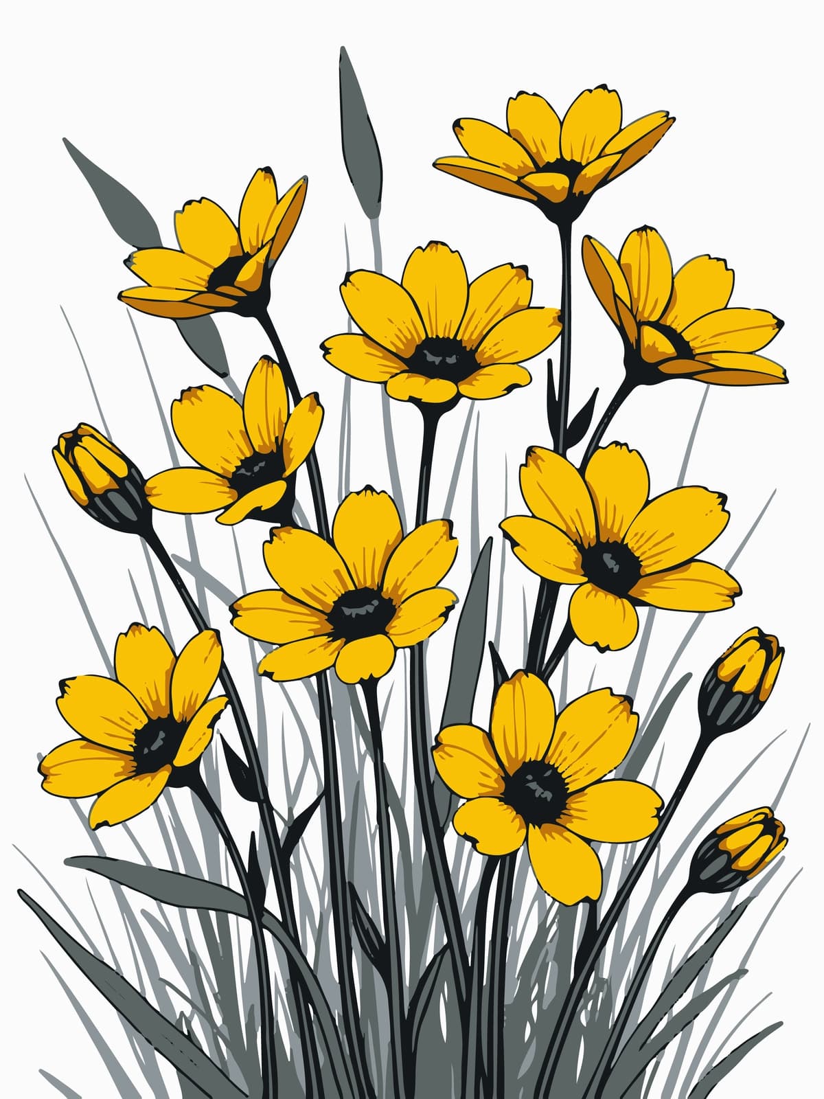 "Gullar" so'zlari bilan sariq gullarni chizish | Drawing yellow flowers with words flowers it