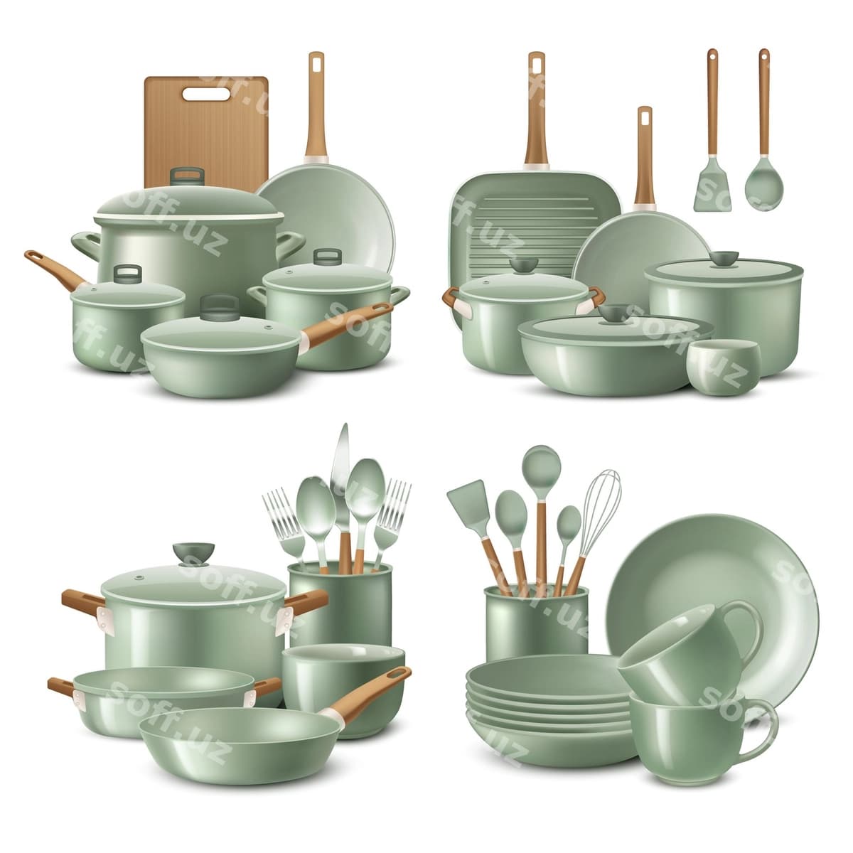 Elegant osh qozonlari va oshxona asboblari komplekti | Elegant cookware kitchen utensils set