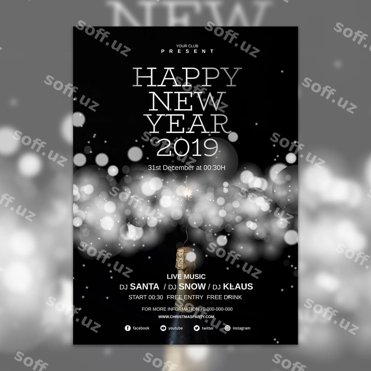 Elegant Yangi yil qop shabloni | Elegant new year cover template