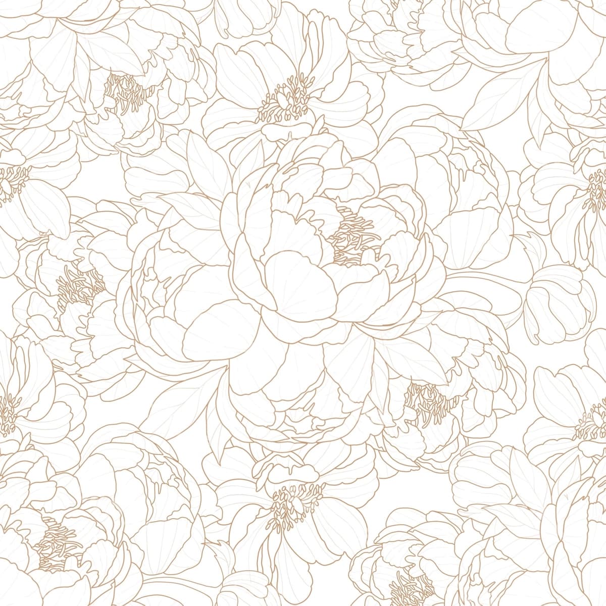 Elegant pionson chiziqlari shabloni | Elegant peony line art pattern