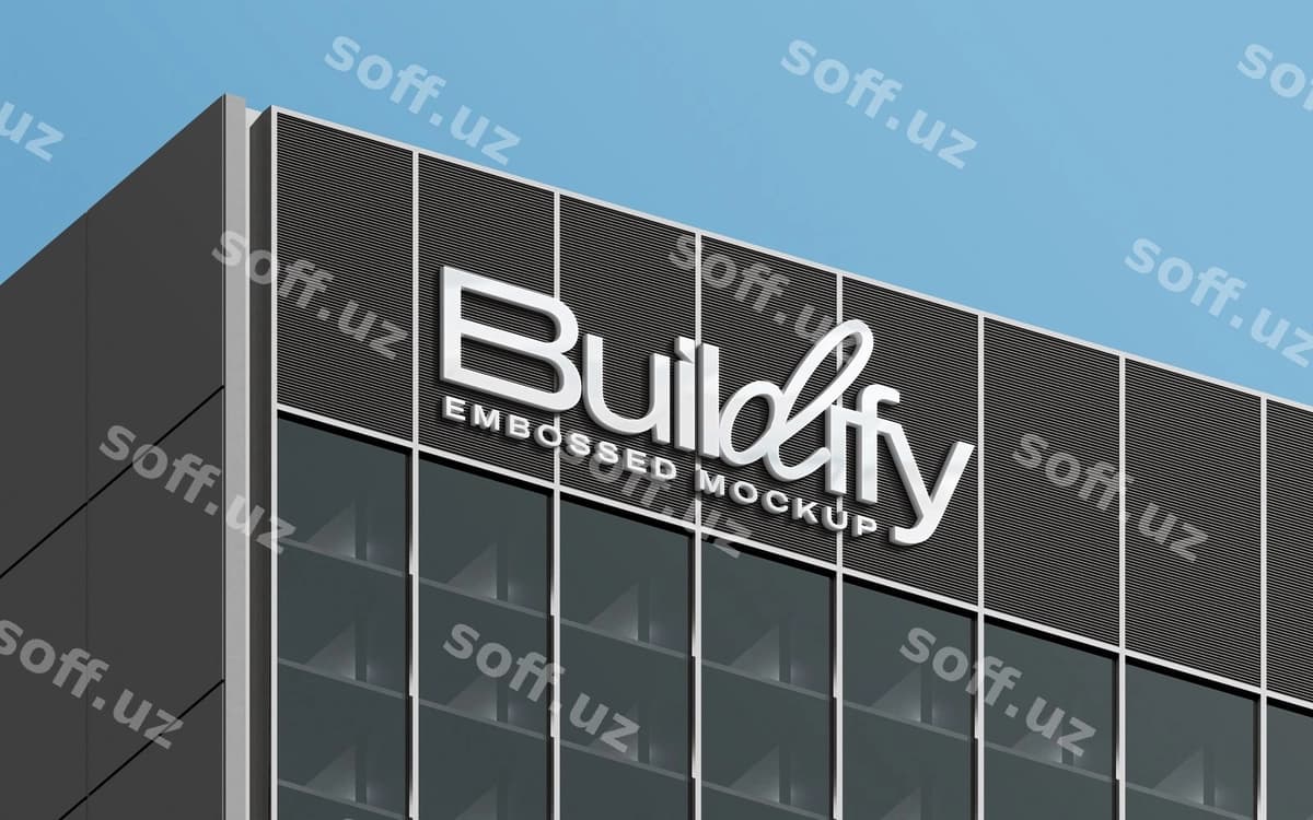 Chiziqlangan 3D logo belgi namunasi | Embossed 3d logo sign mockup