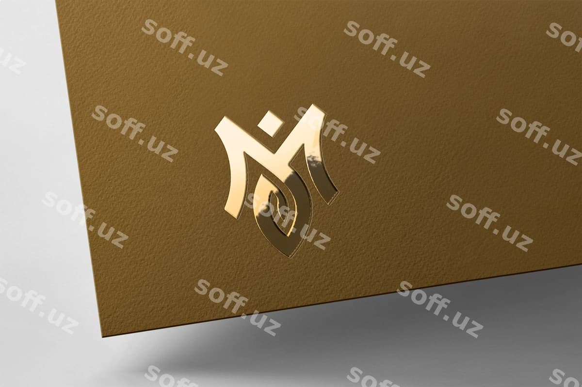 Oltin rangli naqshli logotip maketi | Embossed golden logo mockup