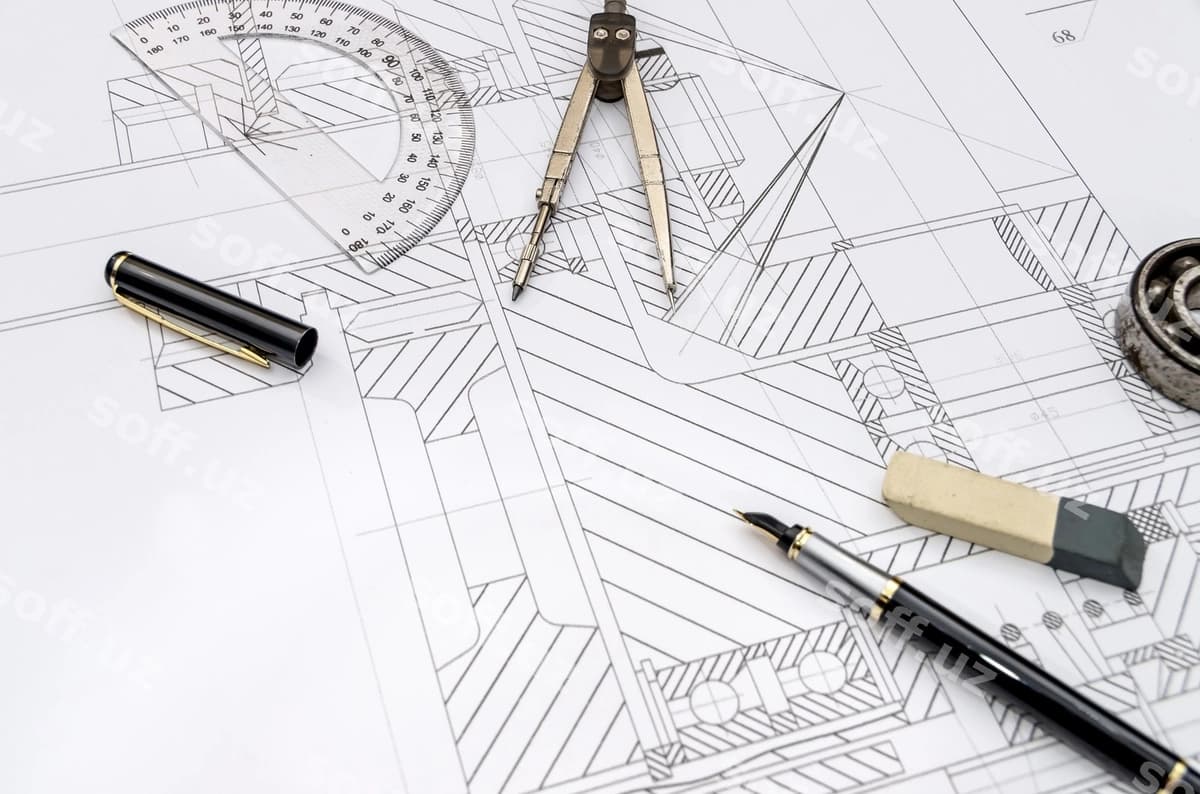 Muhandis asboblari detallli chizmasi | Engineer tools drawing close up