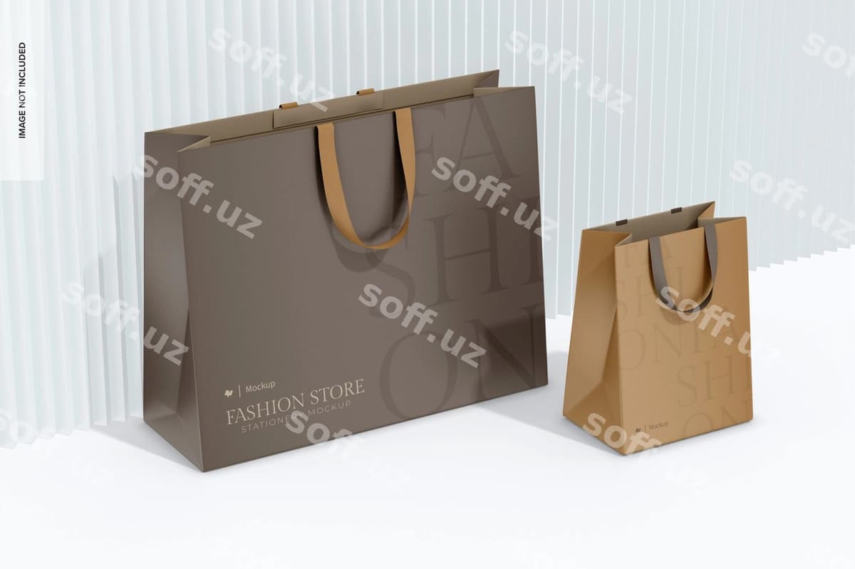 Moda do'kon sumkalar namuna perspektivasi | Fashion store bags mockup perspective