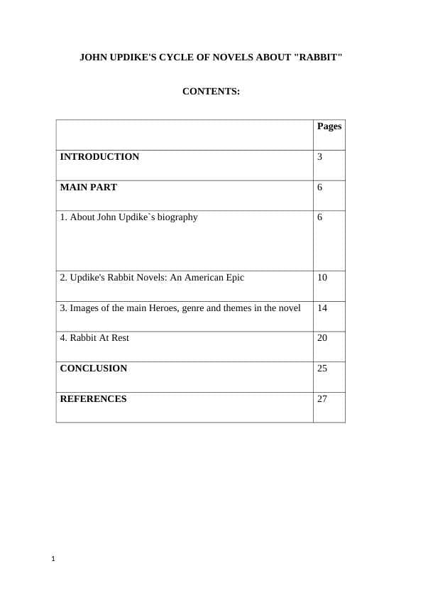 JOHN UPDIKE'S CYCLE OF NOVELS ABOUT "RABBIT"