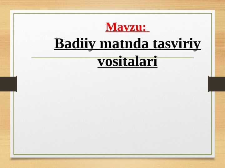 Badiiy matnda tasviriy vositalari