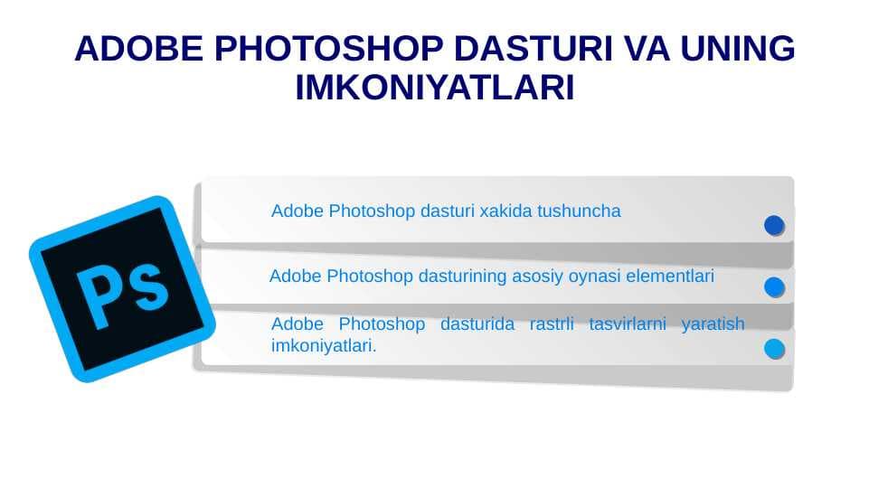 ADOBE PHOTOSHOP DASTURI VA UNING IMKONIYATLARI