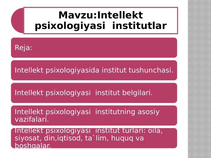 Intellekt psixologiyasida institutlar