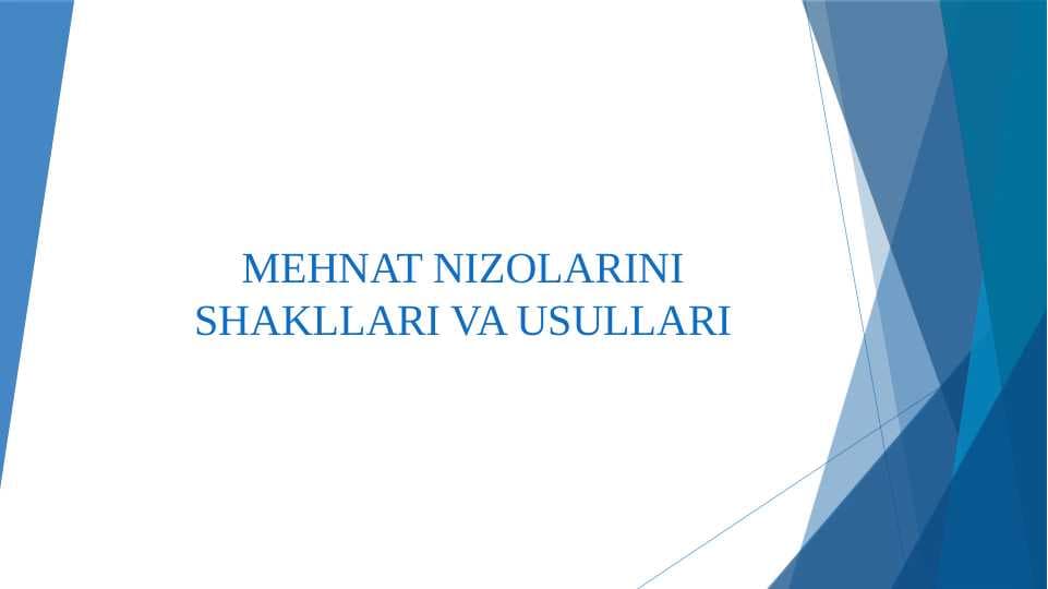MEHNAT NIZOLARINI SHAKLLARI VA USULLARI
