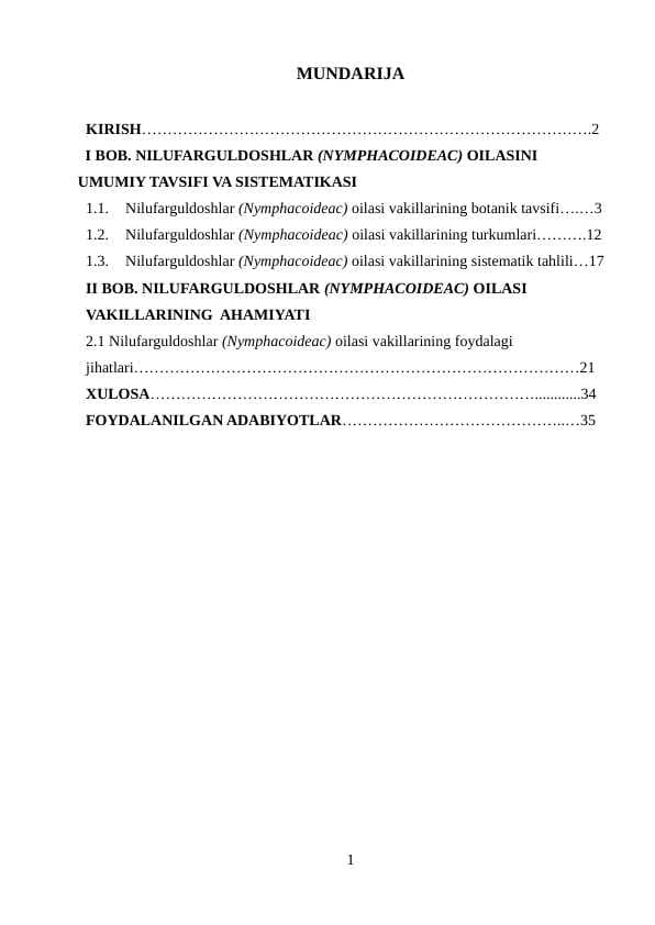 Nilufarguldoshlar oilasi