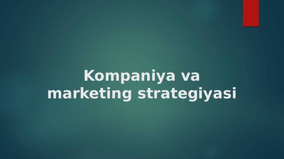 Kompaniya va marketing strategiyasi