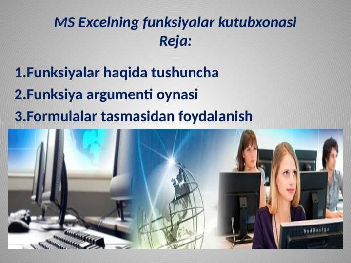 MS Excelning funksiyalar kutubxonasi
