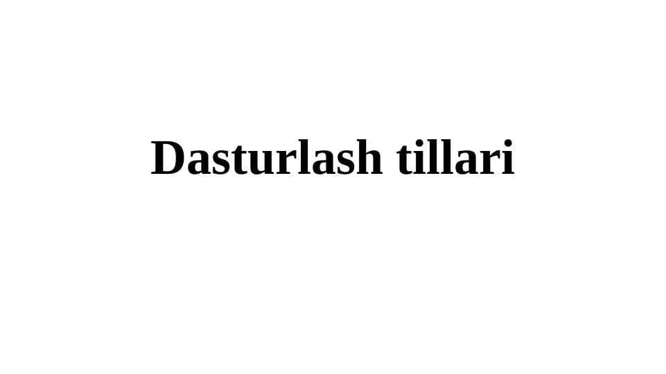 Dasturlash tillari