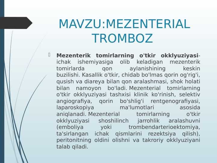 Mezenterial tromboz