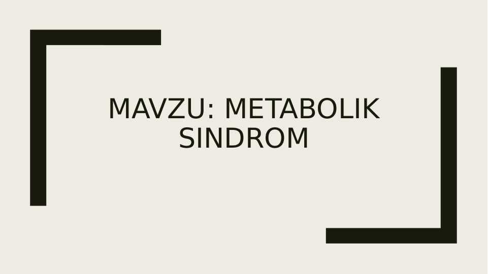 Metabolitik sindromi ppt