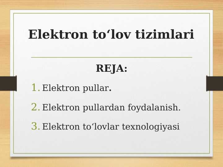 Elektron to‘lov tizimlari
