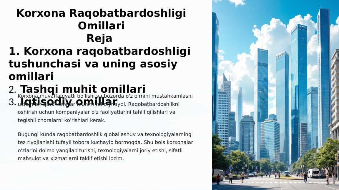 Korxona Raqobatbardoshligi Omillari