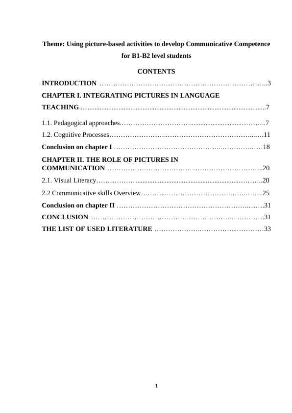 Using picture-based activities to develop Communicative Competence for B1-B2 level students