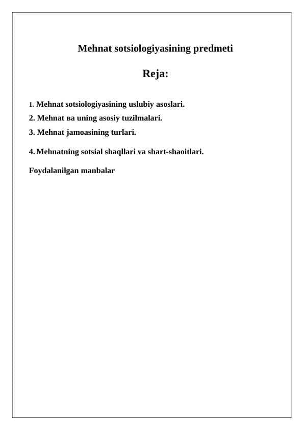 Mehnat sotsiologiyasi