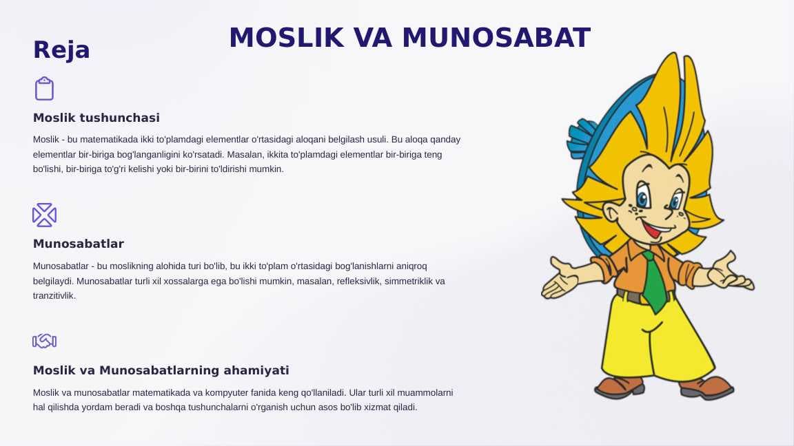 MOSLIK VA MUNOSABAT