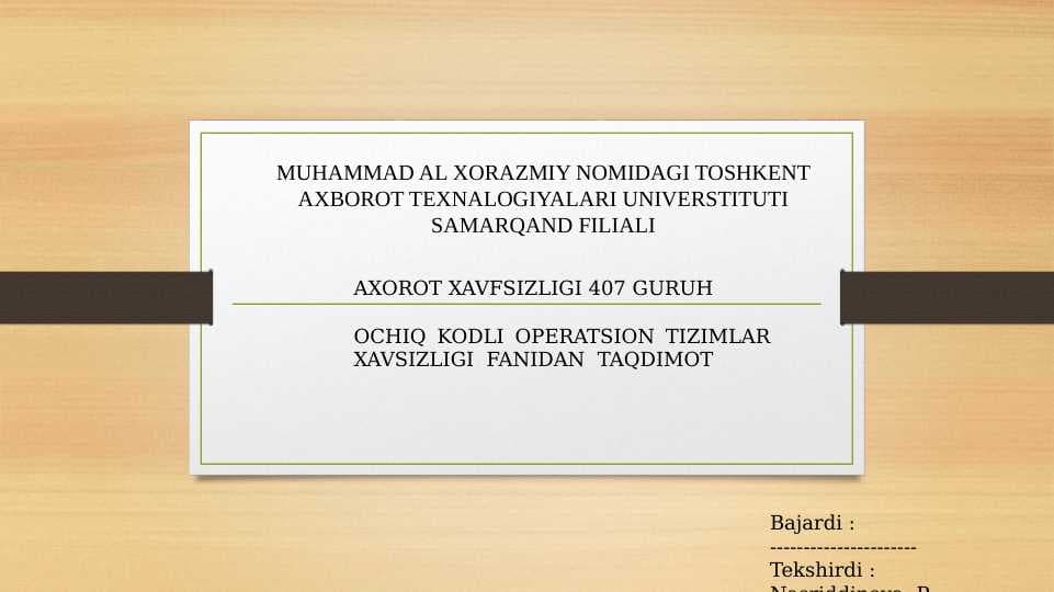 Fayl tizimlari xavfsizligi(NTFS)