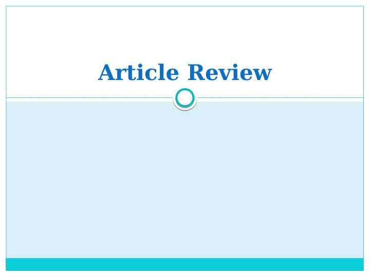 Article Review