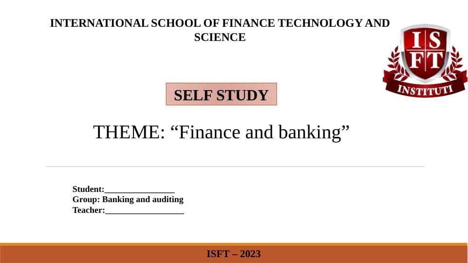 Finance and banking
