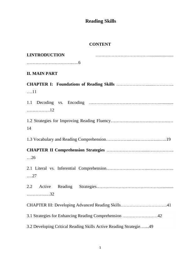 Reading Skills