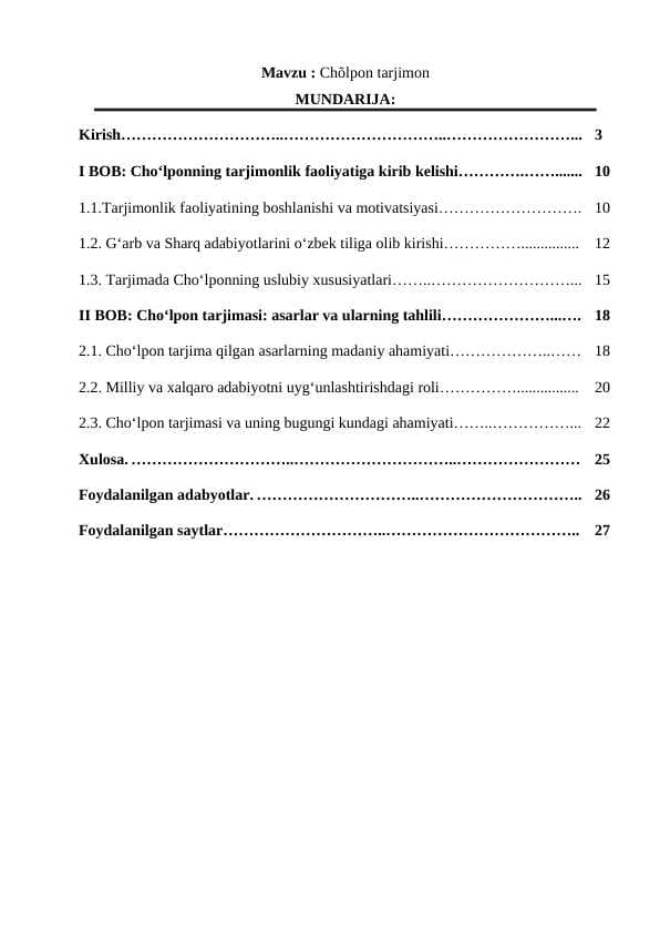 Chõlpon tarjimon