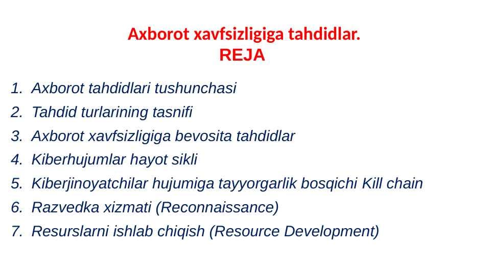 Axborot xavfsizligiga tahdidlar
