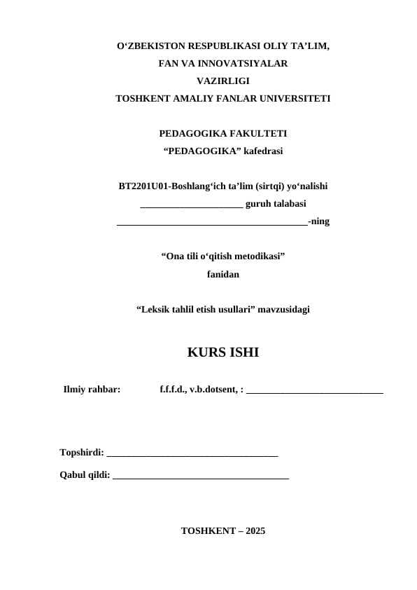 Leksik tahlil etish usullari