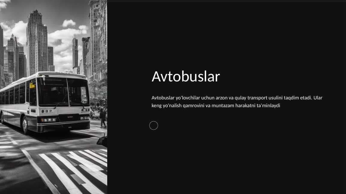JAMOAT TRANSPORTI TURLARI VA XUSUSIYATLARI