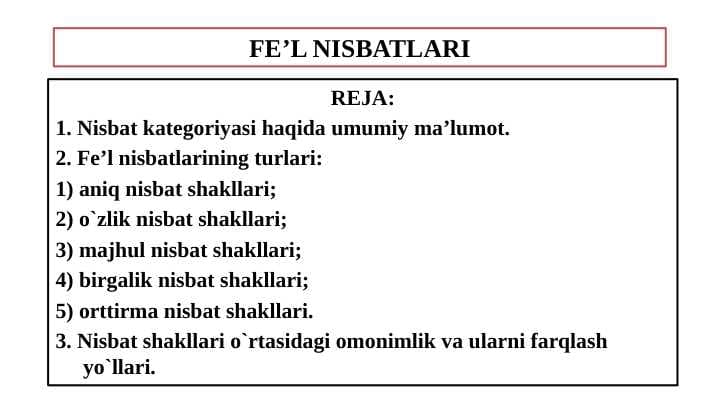 Fe'l nisbatlari