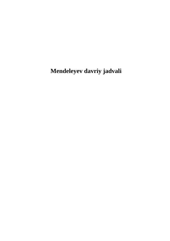 Mendeleyev davriy jadvali