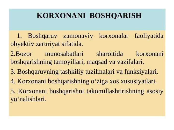 KORXONANI  BOSHQARISH pptx