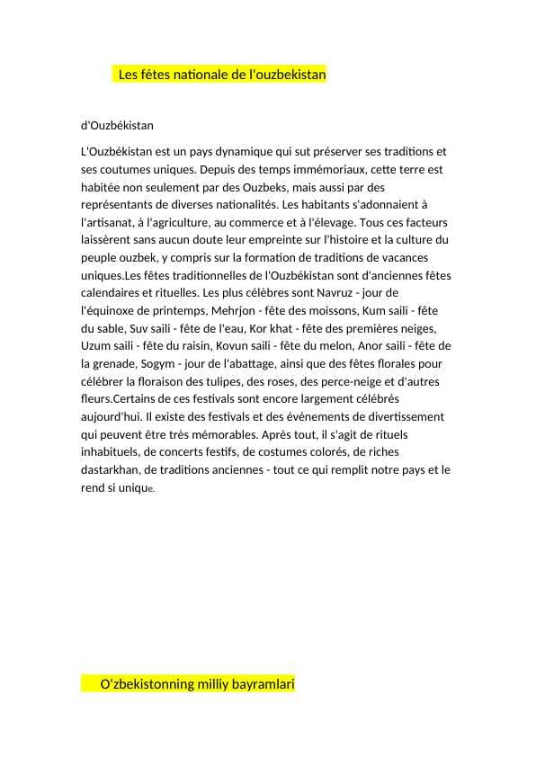 Les fétes nationale