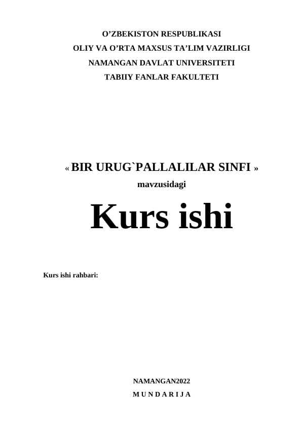 BIR URUG`PALLALILAR SINFI