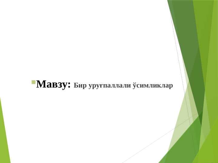 Бир уруғпаллали ўсимликлар