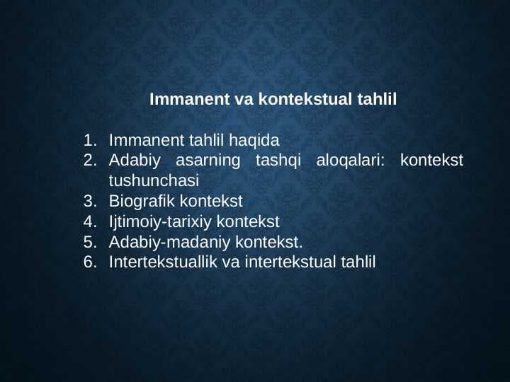Immanent va kontekstual tahlil