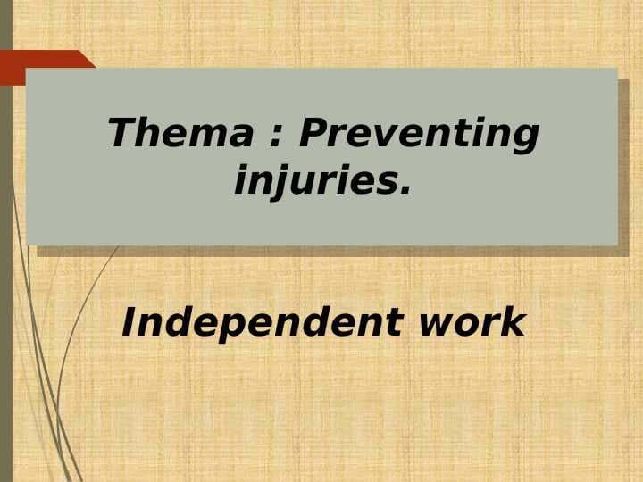 Preventing injuries