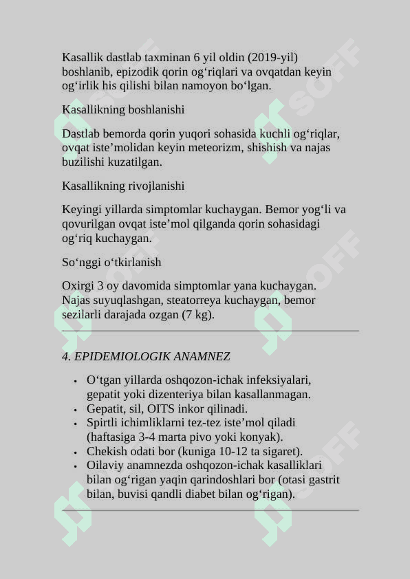 Surunkali pankreatit kasallik tarixi