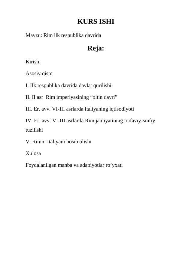 Rim ilk respublika davrida
