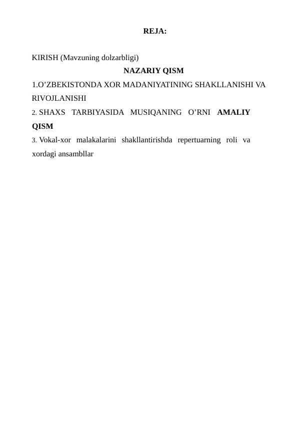 SHAXS TARBIYASIDA MUSIQANING O’RNI