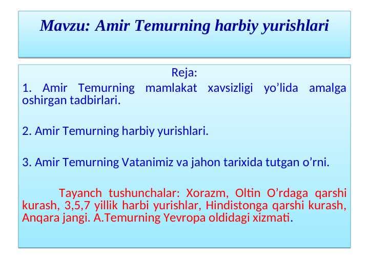 Amir Temurning harbiy yurishlari