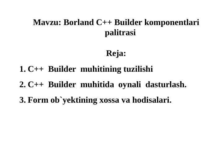 Borland C++ Builder komponentlari palitrasi