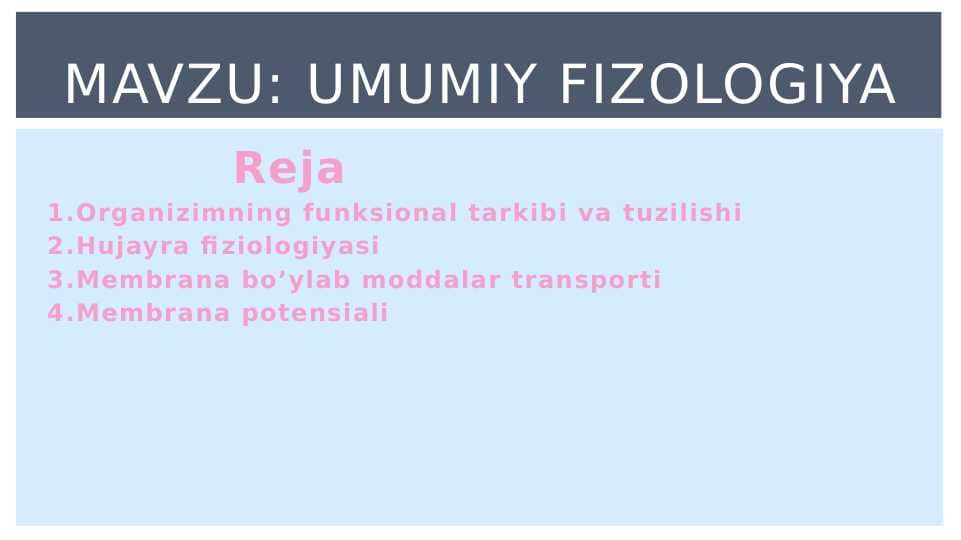 Umumiy fizologiya