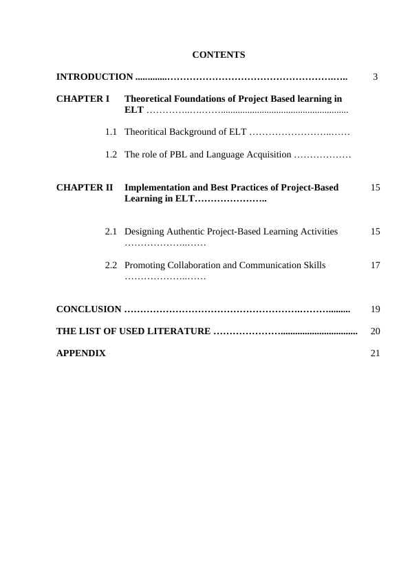 Project Based learning in English Language Teaching