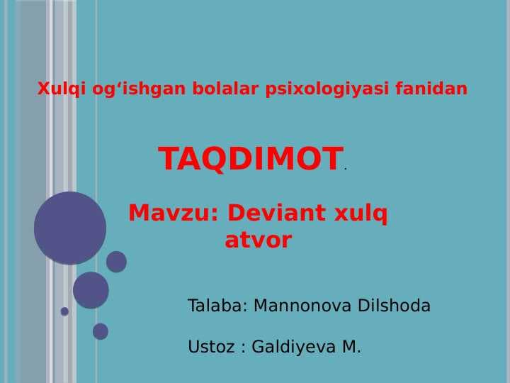 Deviant xulq atvor