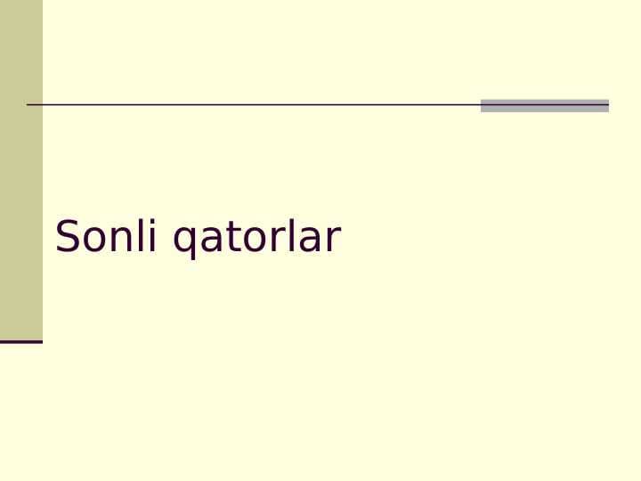 Sonli qatorlar