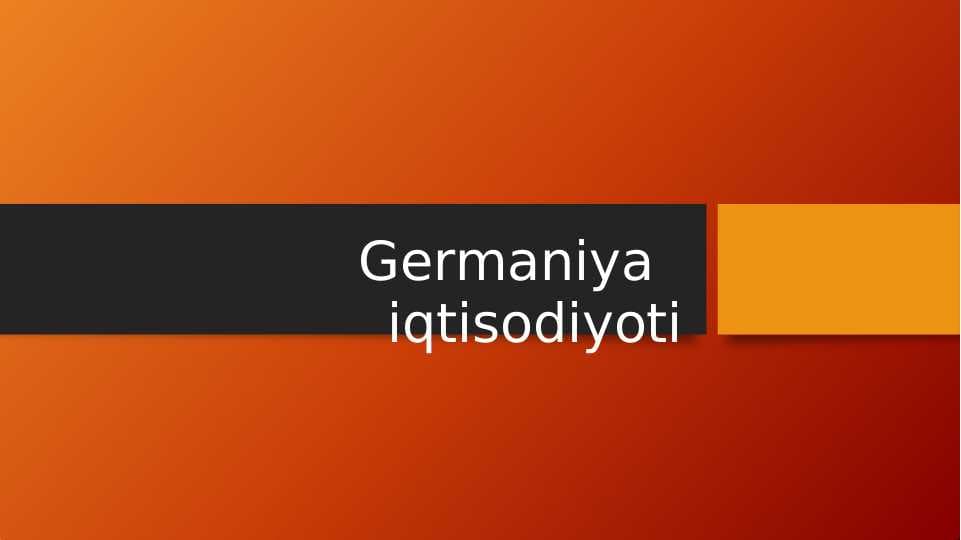 Germaniya	iqtisodiyoti